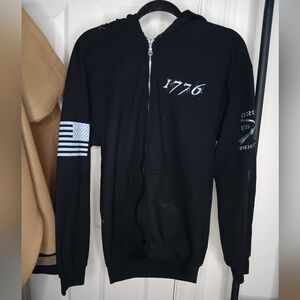 Grunt style zip-up flag sweatshirt